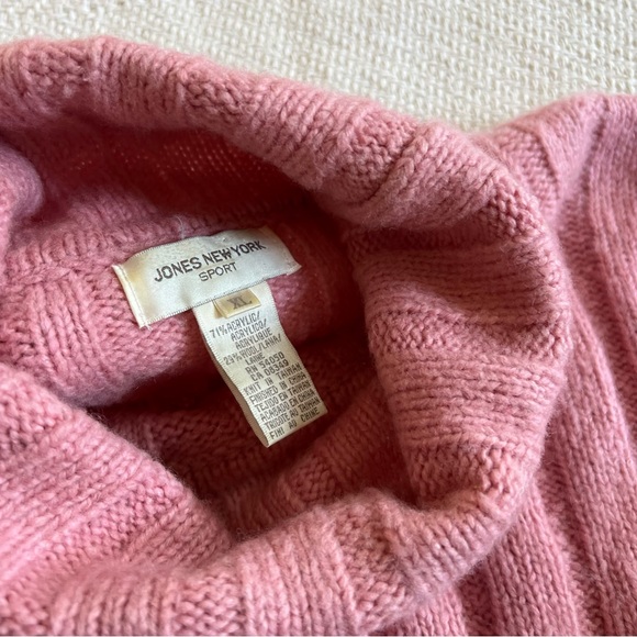 Vintage 90s Wool Blend Thick Ribbed Knit Turtleneck Pullover Sweater - Picture 4 of 5